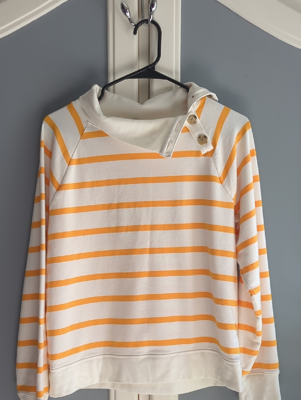 J. Crew Women's Striped Hooded Sweatshirt in White & Yellow